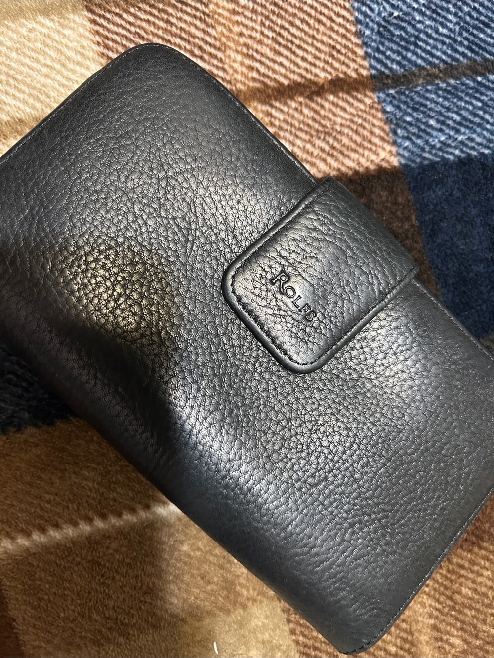 Rolfs Black Pebbled Leather Clutch Wallet